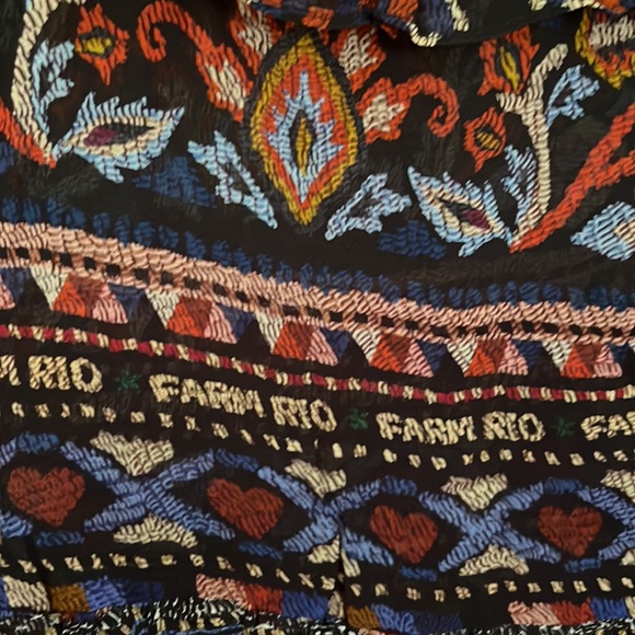 Farm Rio Ainika Tapestry Blue Maxi Skirt Tiered Size M - Picture 9 of 16